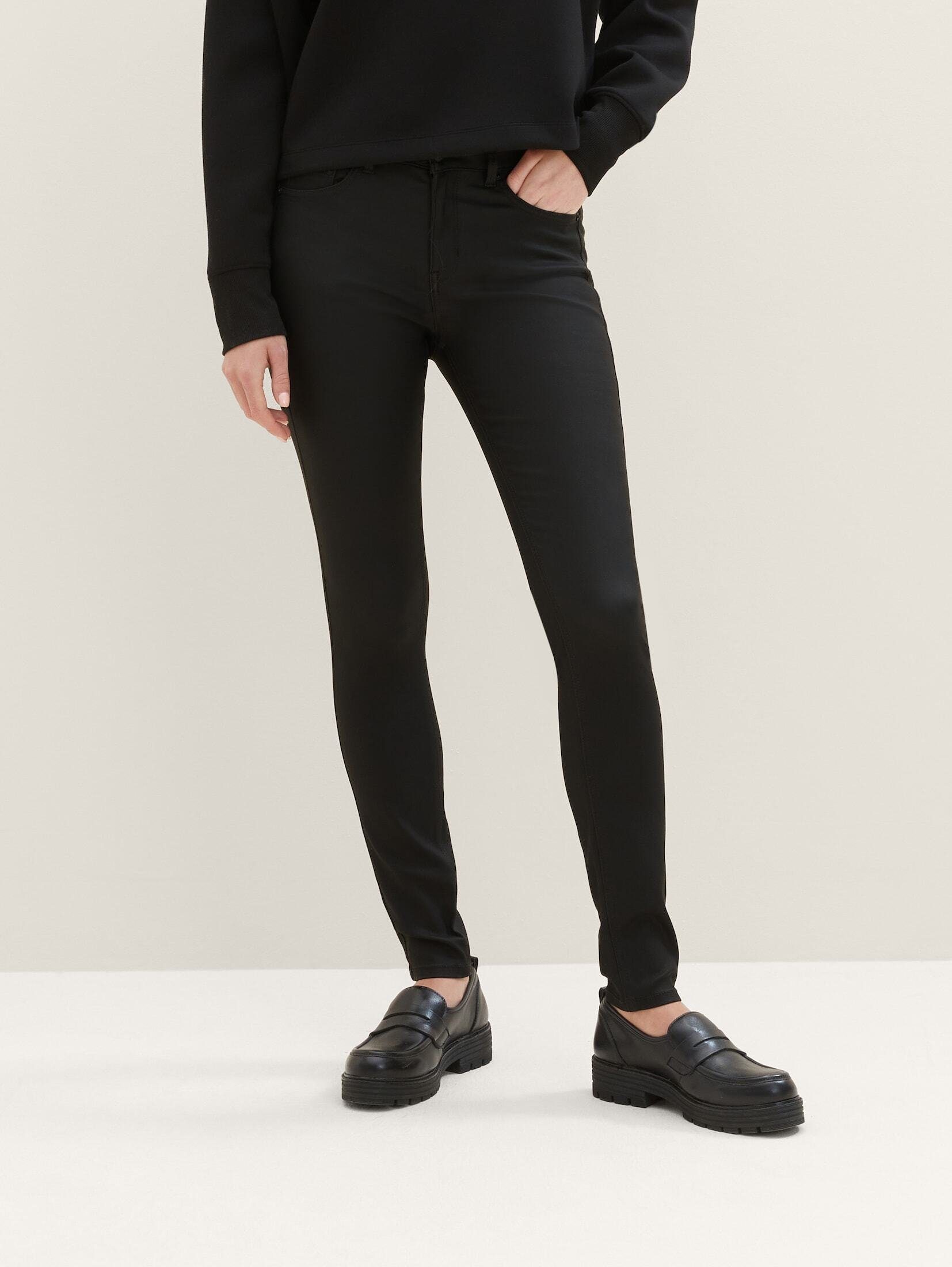 Extra TAILOR black coated Nela Skinny Jeans TOM Denim Jeans Gerade denim