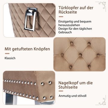 SOFTWEARY Esszimmerstuhl mit Rückenlehne (2 St), Polsterstuhl, Wohnzimmerstuhl, Metallbeine, Samt