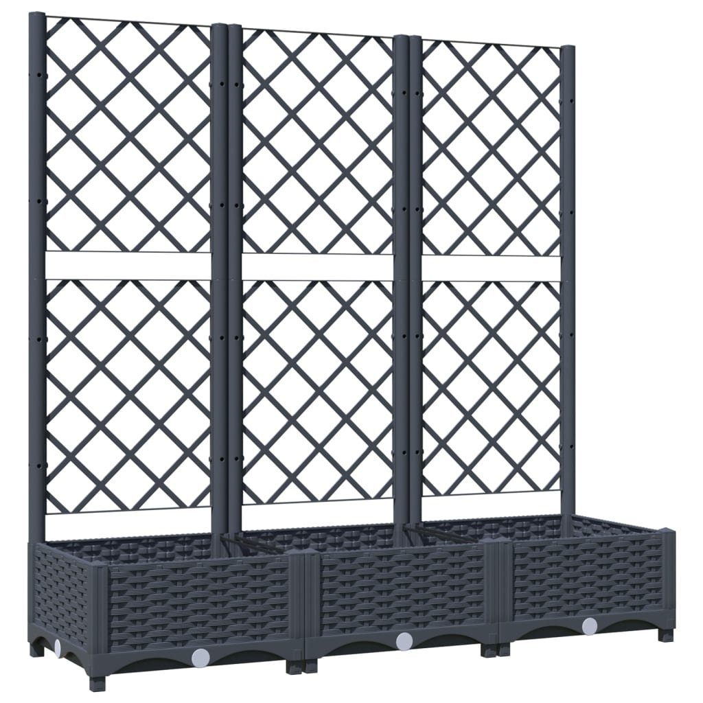 vidaXL Blumenkasten 120 x 40 x 1215 cm Pflanzkübel mit Spalier Dunkelgrau 120x40x121,5 cm