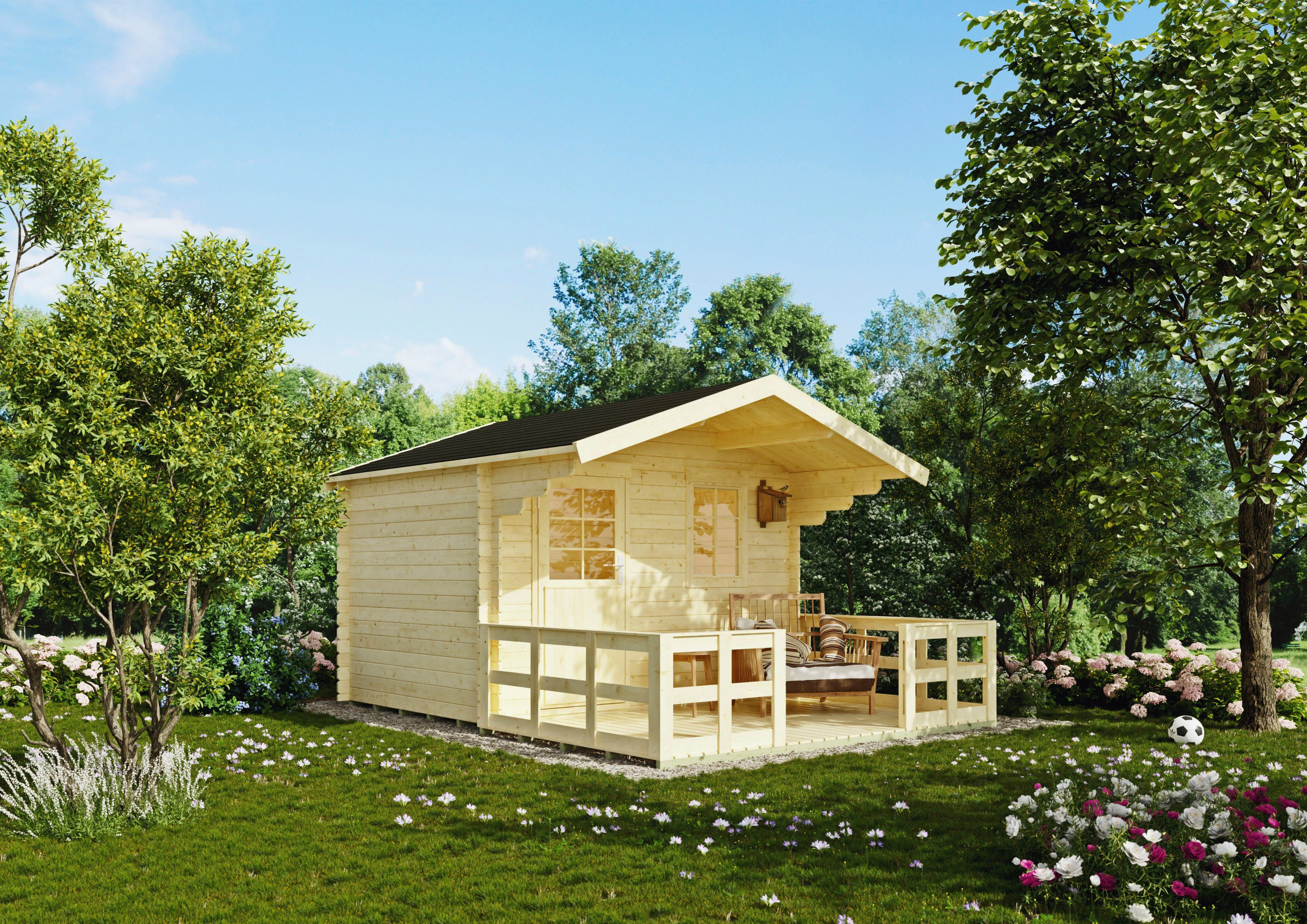 KONIFERA Gartenhaus Kallenberg 1, BxT: 350x373 cm, (Set), mit Terrasse und Vordach