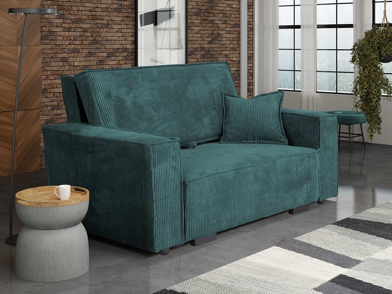 MIRJAN24 Schlafsofa Viva Star II, mit Schlaffunktion und Bettkasten, 2 Sitzer Polstersofa inkl. Kissen, Schlafsofa Poso 125