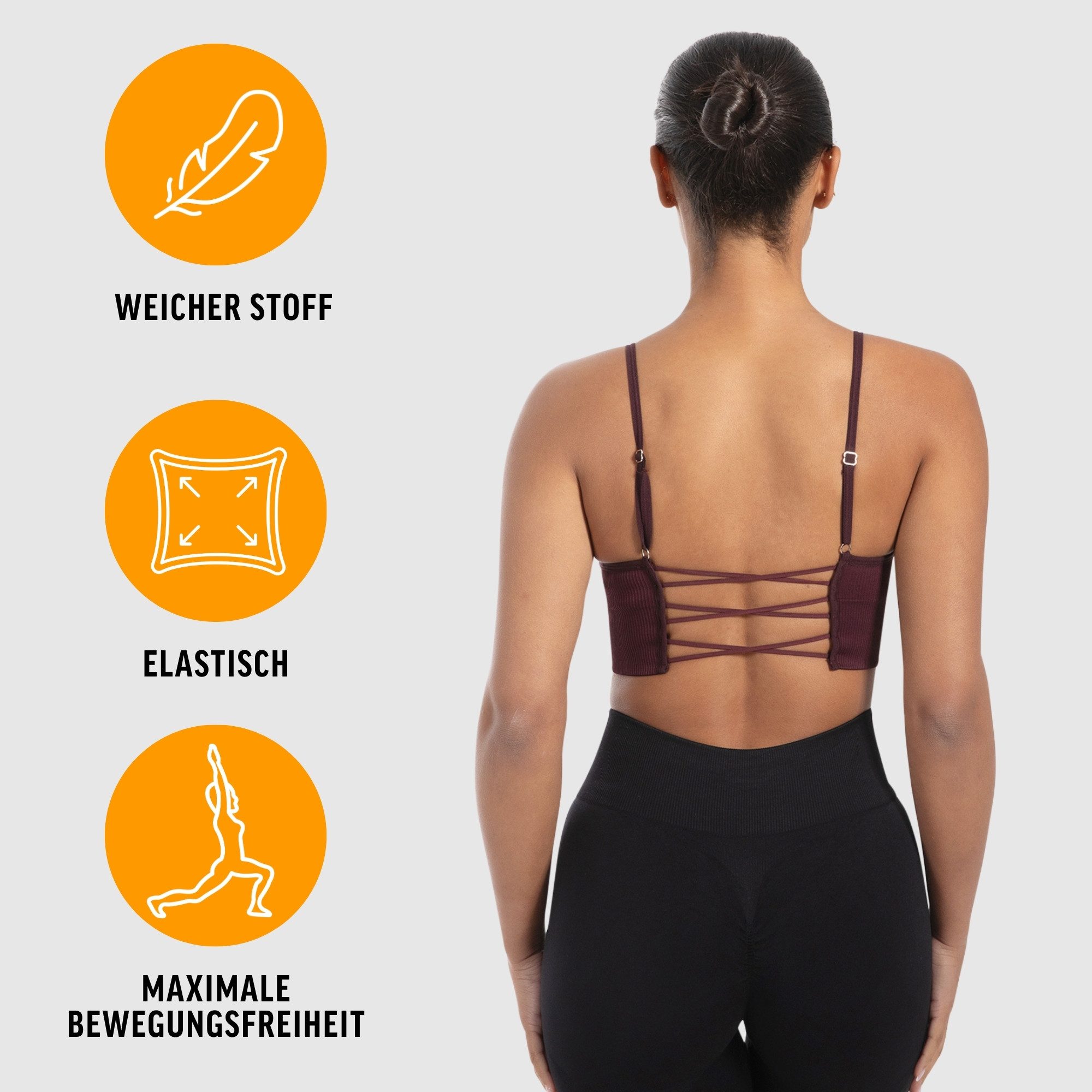Smilodox Sport-BH Alma, Shaped Fit Yoga Bra, mit herausnehmbaren Cups V-Ausschnitt, Blickdicht, Ohne Bügel, Verstellbare Träger Sport Top