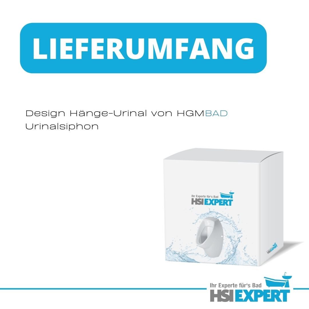 HGMBAD Urinal Urinal Zulauf von hinten Beschichtung und Siphon, Keramik, Wasserspülung, (Komplettset, Wandmontage)