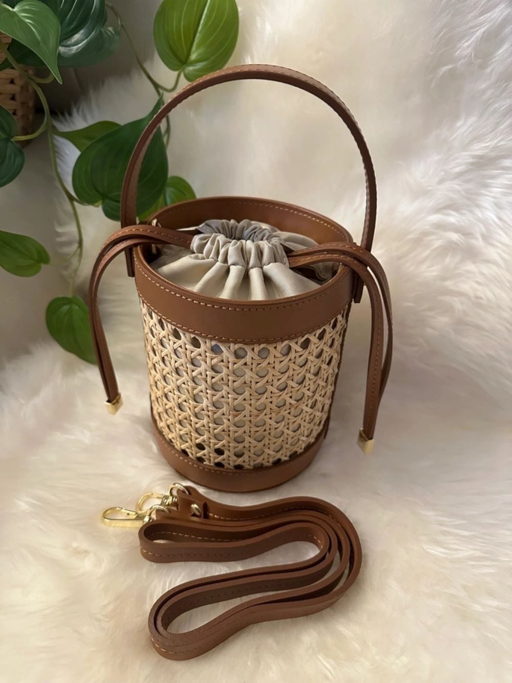 Goodman Design Handtasche Exklusive Eimer-Tasche aus Wiener Geflecht und Echtleder, Handgefertigt in Italien – echte italienische Handwerkskunst