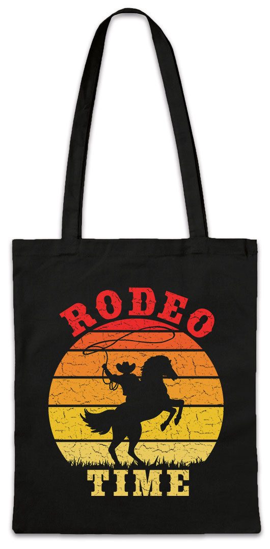Beuteltasche Rodeo Time Stofftasche Pferd Cowboy Country Horse Cowgirl Hut Lasso
