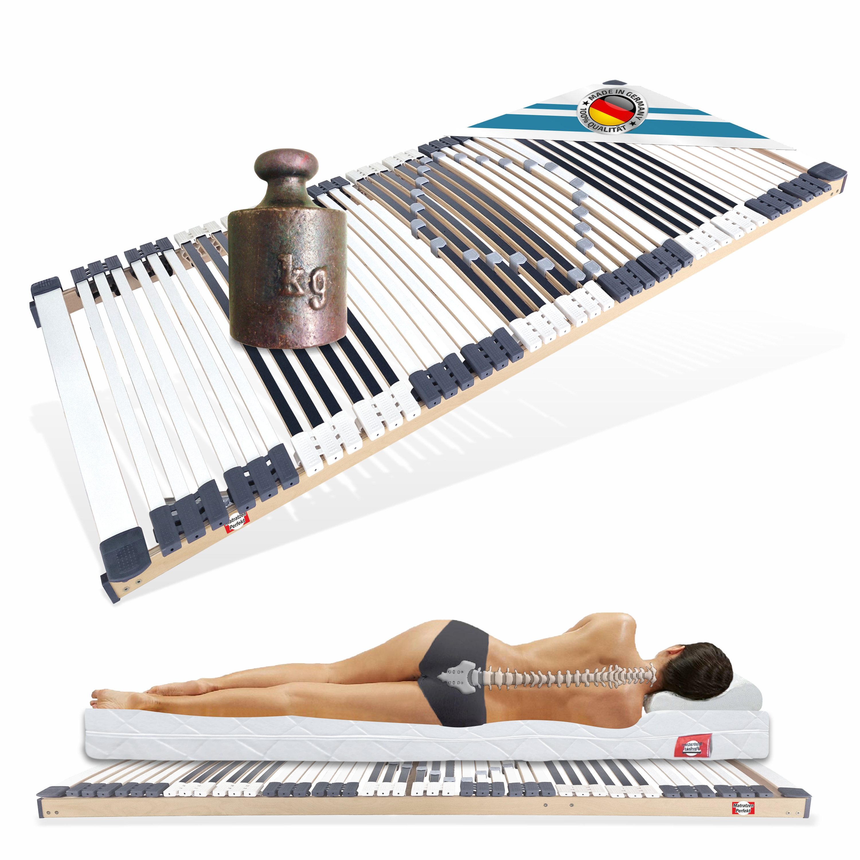 Lattenrost Lattenroste, 44 Leisten, mit 7 Zonen, MONTIERT bis 300 KG belast günstig online kaufen