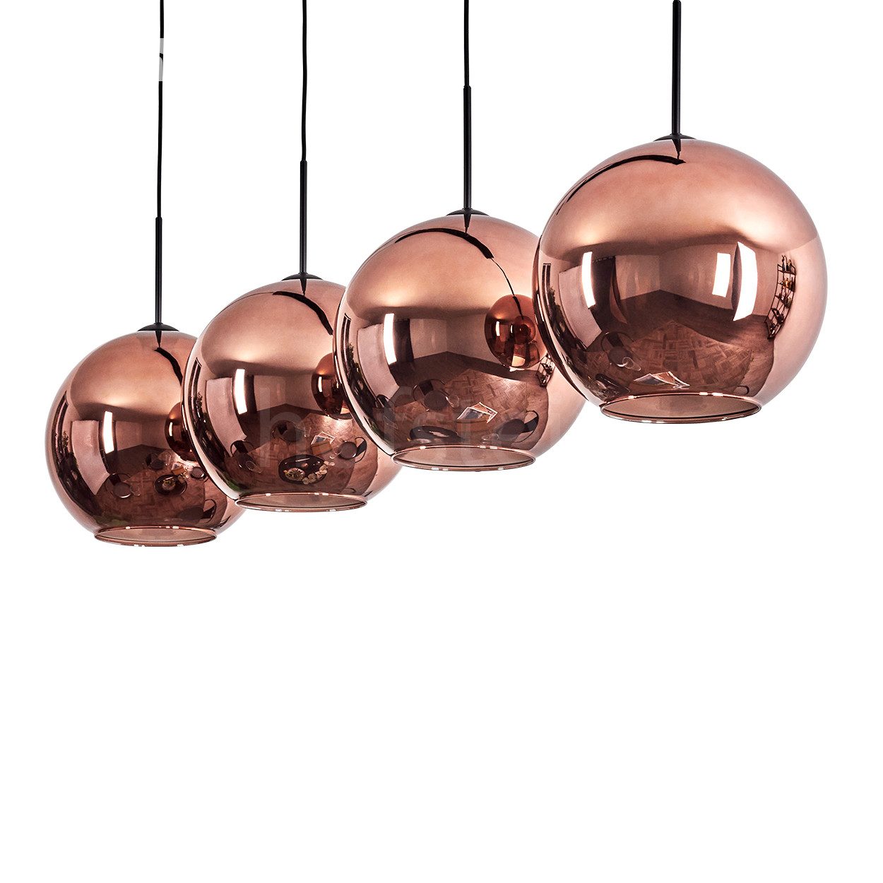hofstein Hängeleuchte Hängelampe aus Metall/Glas in Schwarz/Kupferfarben, o günstig online kaufen