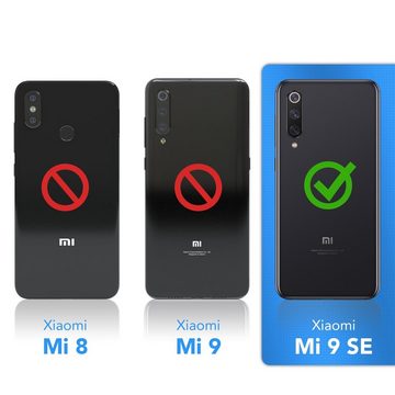 EAZY CASE Handyhülle Flipcase für Xiaomi Mi 9 SE 5,97 Zoll, Tasche Klapphülle Handytasche zum Aufklappen Etui Kunstleder Schwarz