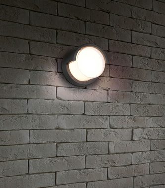 Reality Leuchten LED Außen-Wandleuchte PUNO, Schwarz, Weiß. Kunststoff, IP54, LED fest integriert