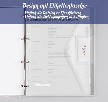 Homewit Dokumententasche Transparent A4 Aufbewahrungstasche Dokumentenhülle Mappe (Packung, 10-tlg), mit Knopf-Taste