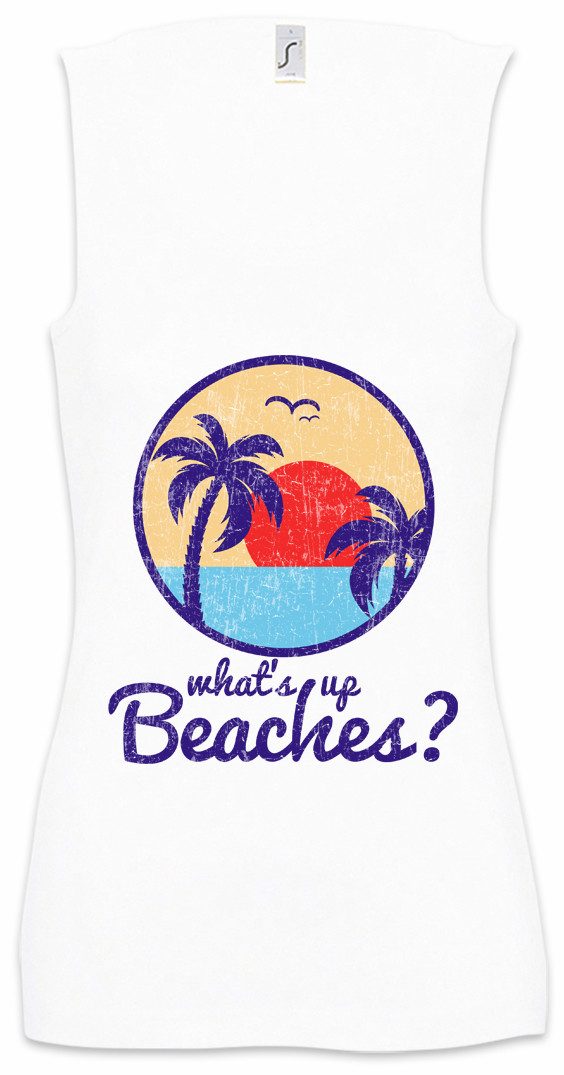 Urban Backwoods Tanktop What's Up Beaches II Ärmelloses Damen T-Shirt Surfer Surfen Surfing Strand Beach Tiki Wave