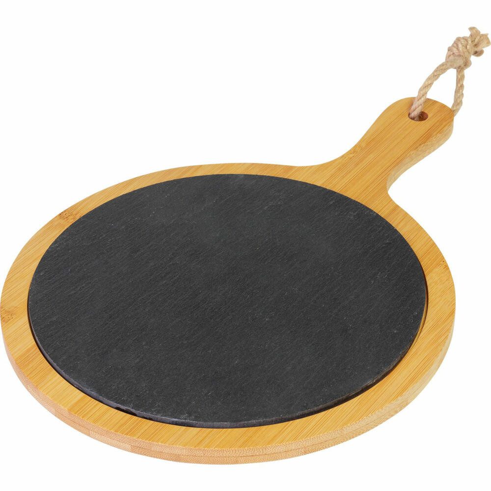 WESTMARK Servierplatte Servierplatte »Tapas + Friends«, Schiefer in Bambus, 33 x 23 cm, Schiefer, Bambus, lebensmittelechte Spezialbeschichtung, fett- und wasserabweisend