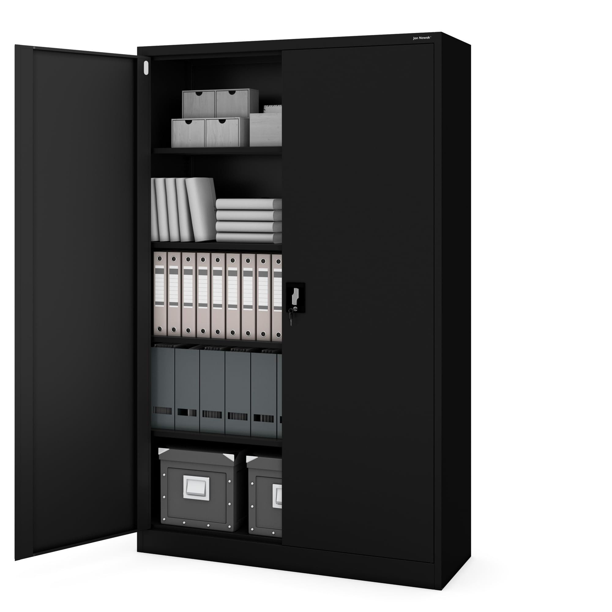 Jan Nowak Aktenschrank Metall Büroschrank abschließbar 115 cm JAN II 5 Böden Stahl (0,6 mm Wandmontage möglich PZH-zertifiziert 11 Farben) Aktenschrank Metall abschließbar 115 cm JAN II 5 Böden Stahl