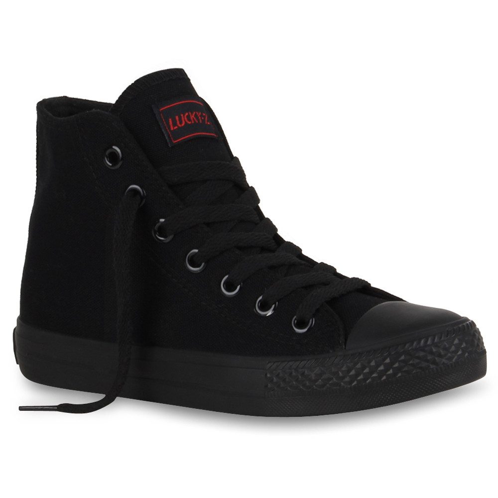 VAN HILL 94589 Sneaker Damen Sneaker High Elizabeth Bequeme Textilschuhe flach Schnürung