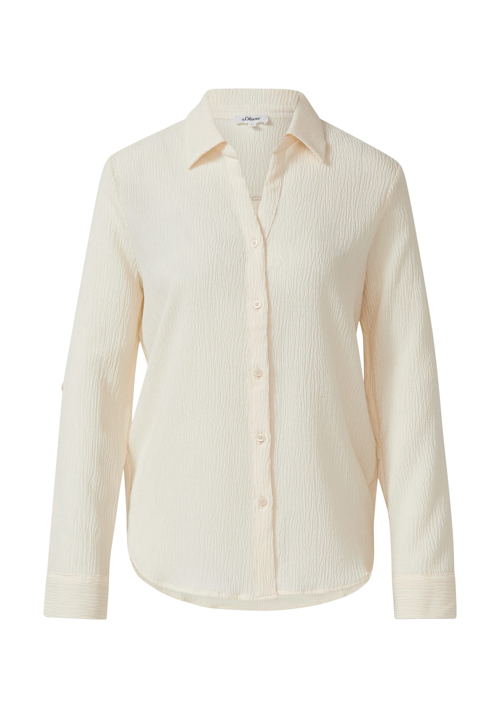 s.Oliver Langarmbluse Bluse Strukturierte Hemdbluse mit Turn-up