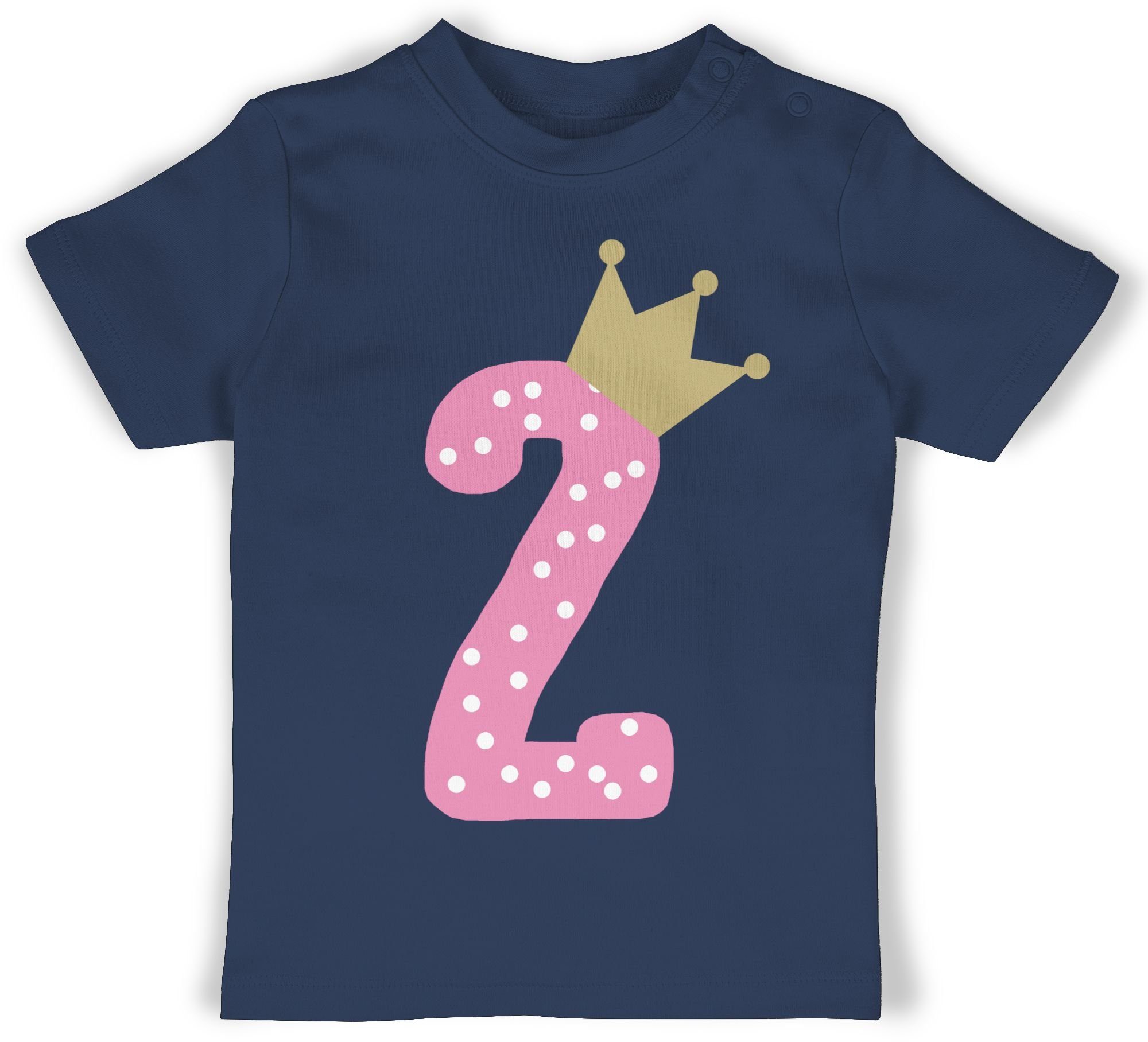 Shirtracer T-Shirt Zweiter Krone Mädchen 2. Geburtstag 2 Navy Blau