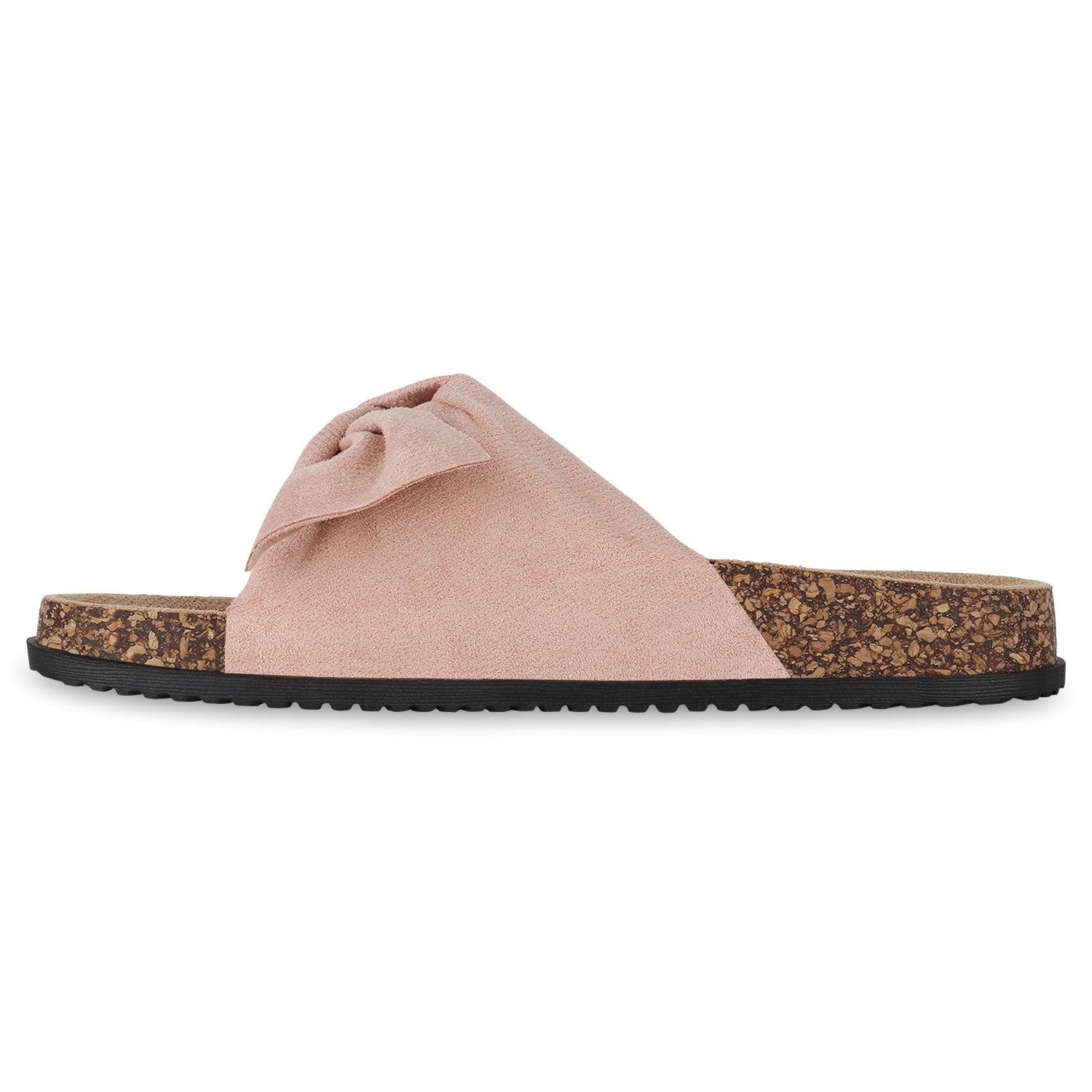 VAN HILL 21590637 TH S67[TH] Damen Sandalen Pink 37 Pantolette Damen Pantoletten Sandalen Bequeme Schleifen Korkoptik