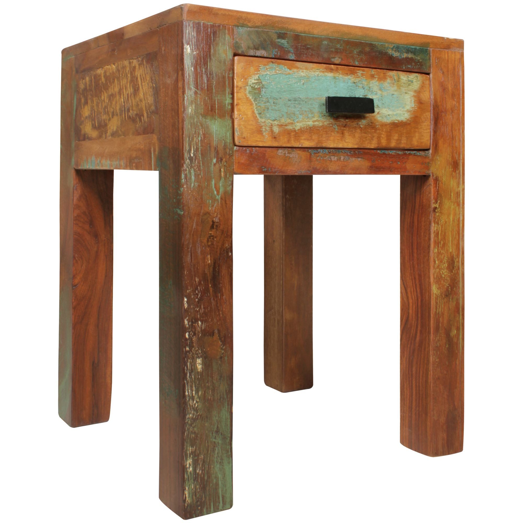 Wohnling Nachttisch WL5.074 Kalkutta 40x 40x 55cm Nachtkästchen Beistelltisch Schublade (40x40x55 cm Mango Massivholz Shabby Chic), Nachtkästchen, Nachtkonsole mit Schublade