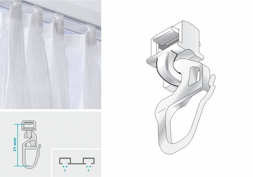 HINNO Klick-Gleiter hinno-clic HC31, Gardinen, Gardinenschienen, Vorhänge, Gardinenleisten, Innenlaufsysteme, Gardinenstangen, (20-St), HINNO Clic-Gleiter