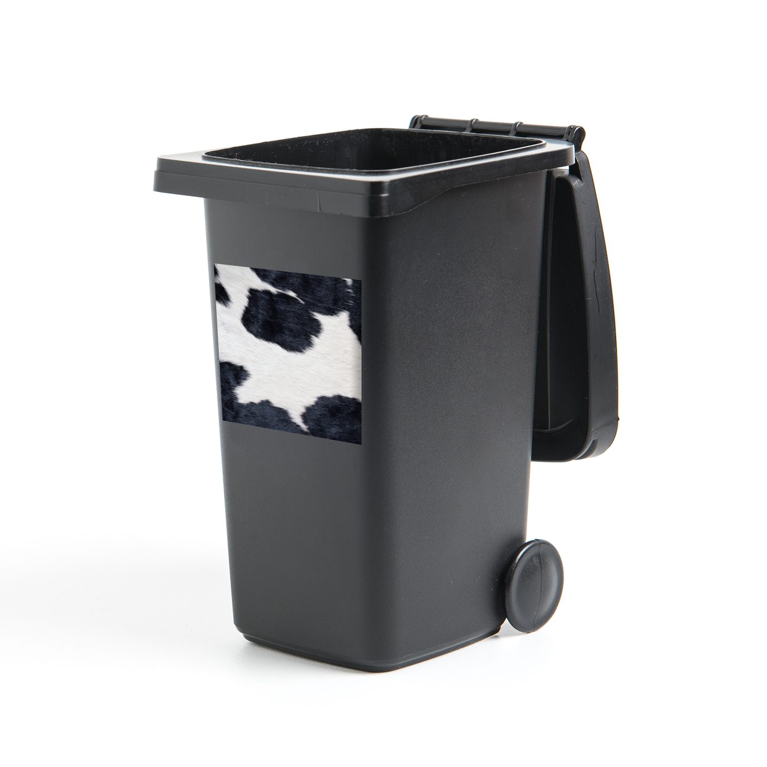 MuchoWow Wandsticker Bild einer schwarzen und weißen Kuhhaut (1 St), Mülleimer-aufkleber, Mülltonne, Sticker, Container, Abfalbehälter