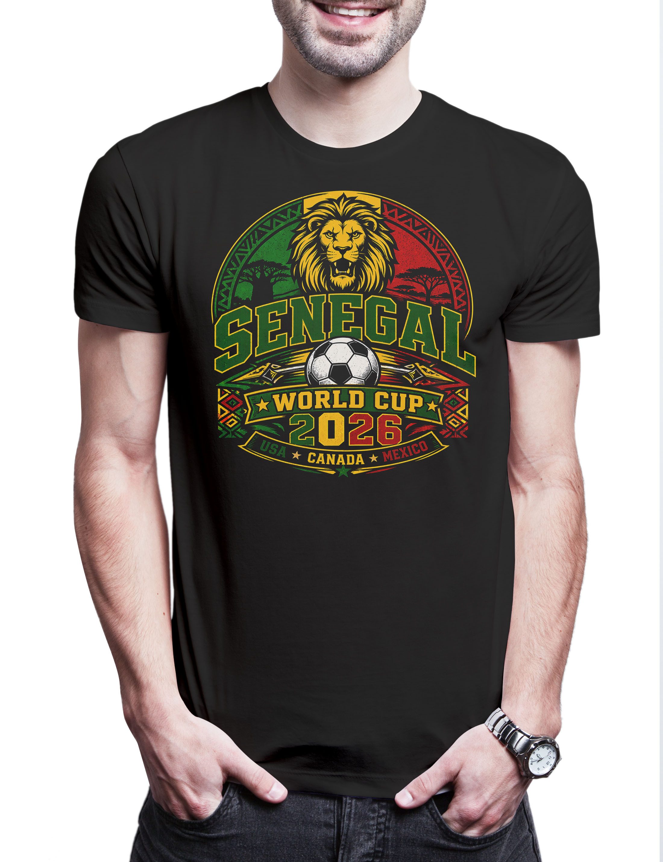 Urban Backwoods Print-Shirt Team Senegal 1 Herren T-Shirt Senegal Dakar Teranga Baobab Sabar (1-tlg) Fußball WM Soccer Football