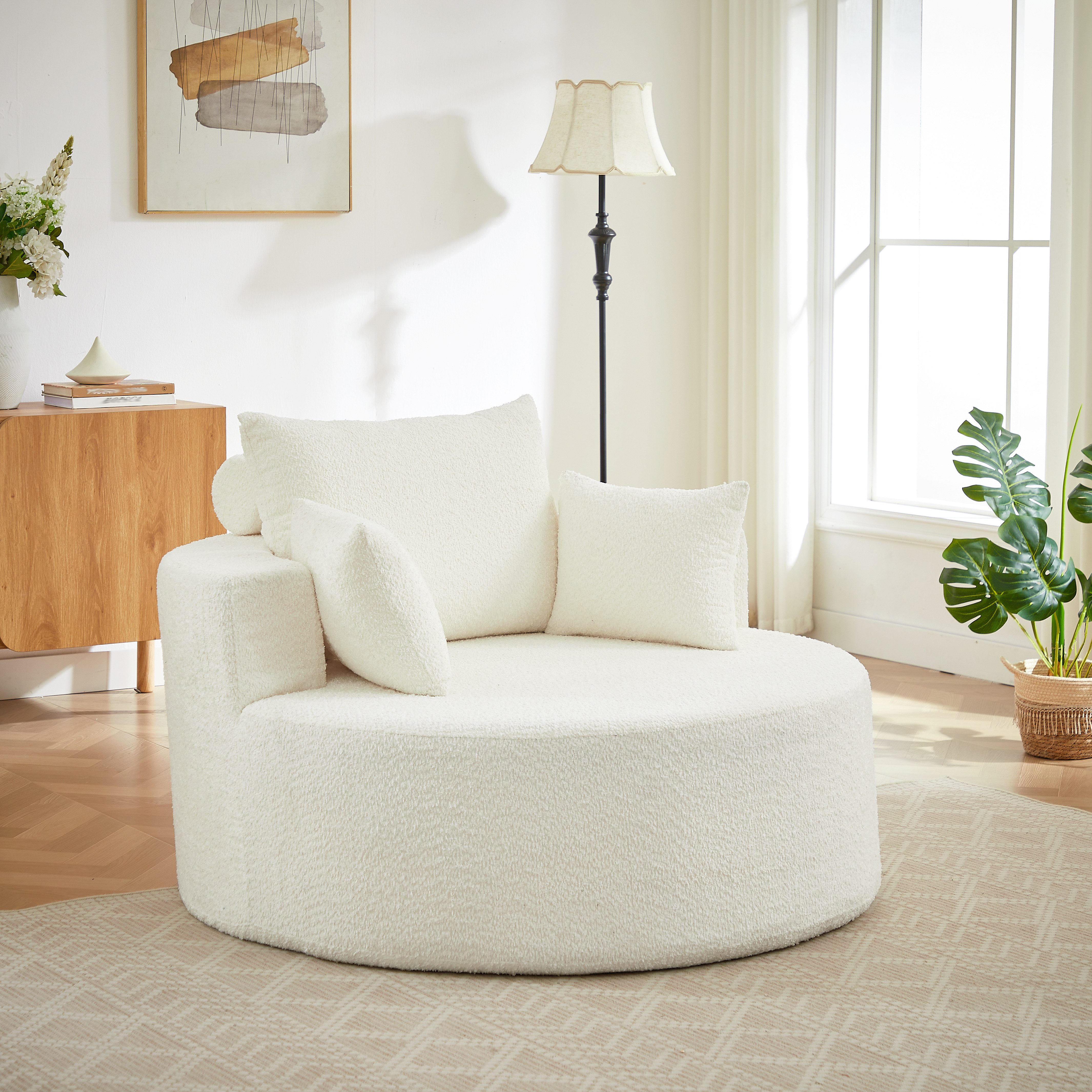 REDOM Relaxsessel für Wohnzimmer, Schlafzimmer, Lounge und Vorführraum (Chenille-Schaumstoff-Einzelsessel mit flauschigem Design, 1-St., 127*127*85), mit Relaxfunktion