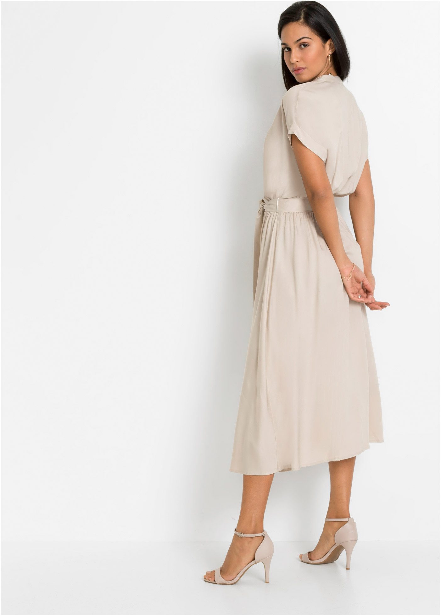 bonprix Hemdblusenkleid für stilvollen Auftritt, aus Viskose, ausgestellte Passform