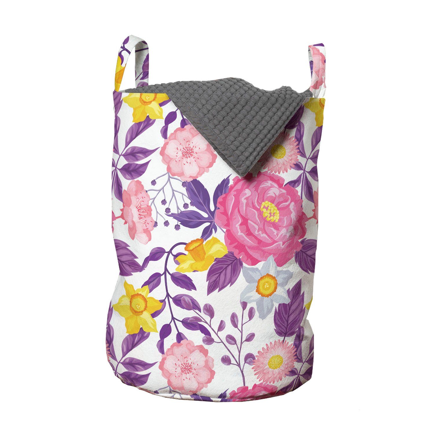 Abakuhaus Wäschesäckchen Wäschekorb mit Griffen Kordelzugverschluss für Waschsalons, Garten-Kunst Empfindliche Blüten