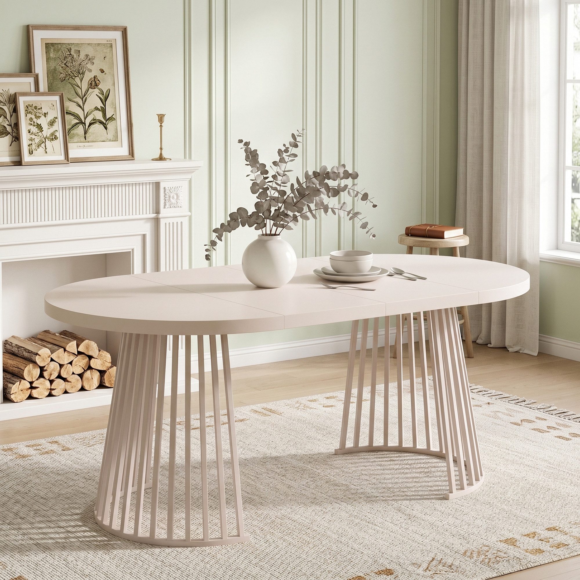 i@home Esstisch Ausziehbarer Massivholz minimalistisch (für 4–8 Personen, 1-St), rund Küchentisch 175 cm, Teleskopdesign verdickte Tischplatte