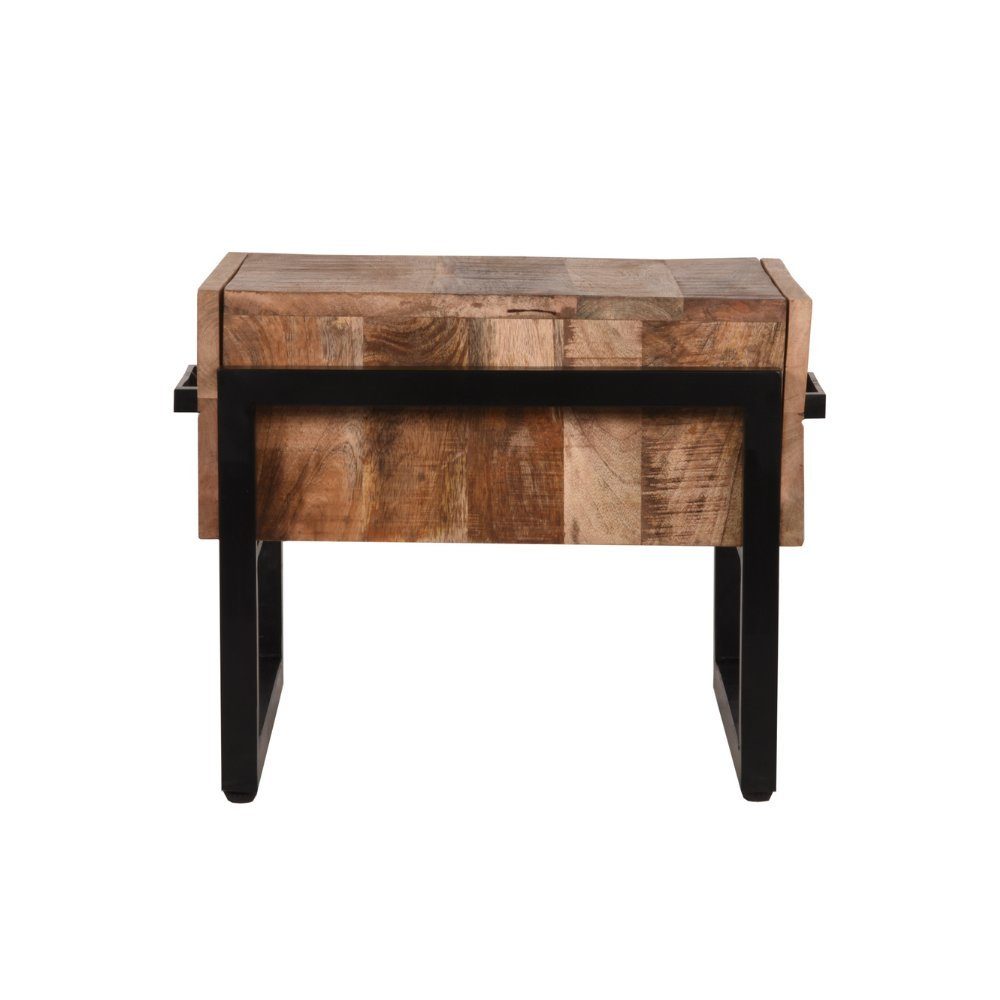Keia Mangoholz 2 Natur-dunkel in RINGO-Living Beistelltisch Möbel Couchtisch 410x500x500, Schubladen aus
