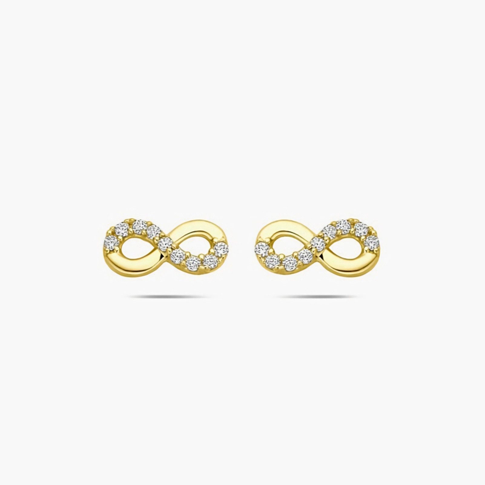 NICEANDnoble Paar Ohrstecker 375er Gelbgold Ohrstecker Infinity mit Zirkonia