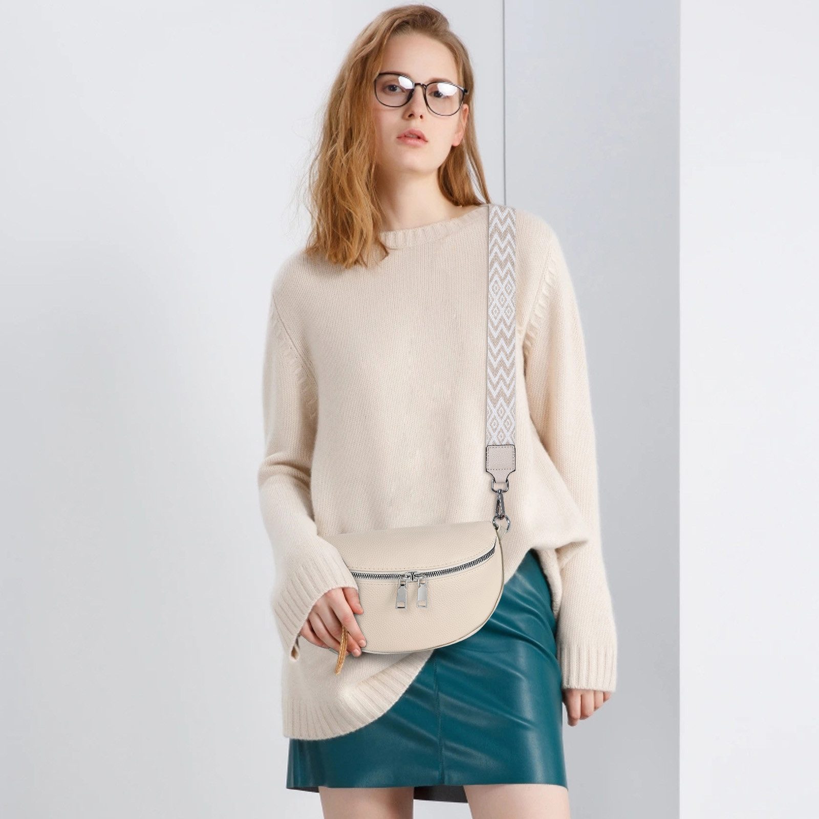 TAN.TOMI Schultertasche Damen Bauchtasche Gürteltasche Umhängetasche Crossbody-Bag Hüfttasche, als Schultertasche tragbar mit Verstellbare Schultergurte