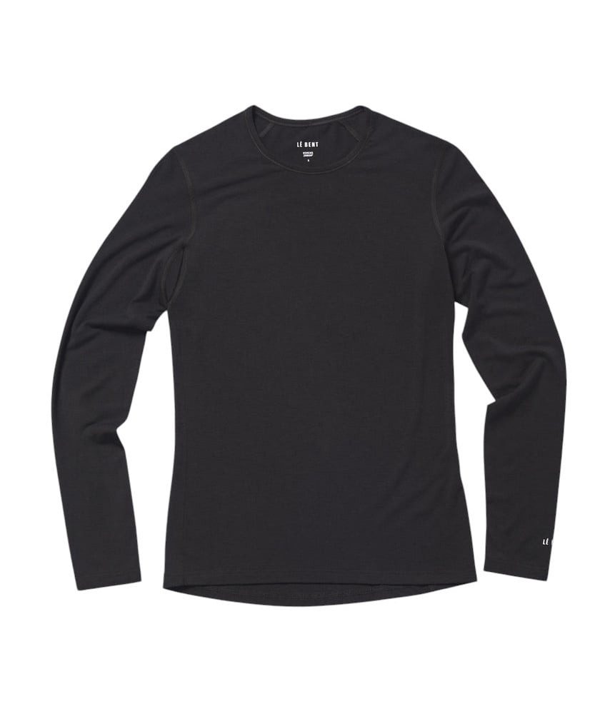 LÉ BENT Langarmshirt Unterwäsche Core Lightweight Crew (Viskose und Merinowolle) schwarz