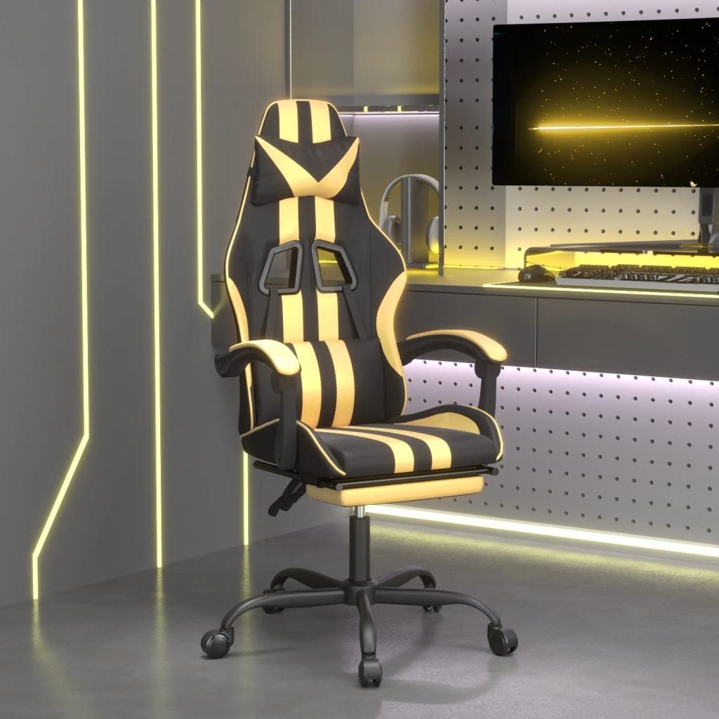 vidaXL Gaming-Stuhl Gaming-Stuhl mit Fußstütze Schwarz und Golden Kunstleder (1 St) Schwarz und Golden | Schwarz und Golden