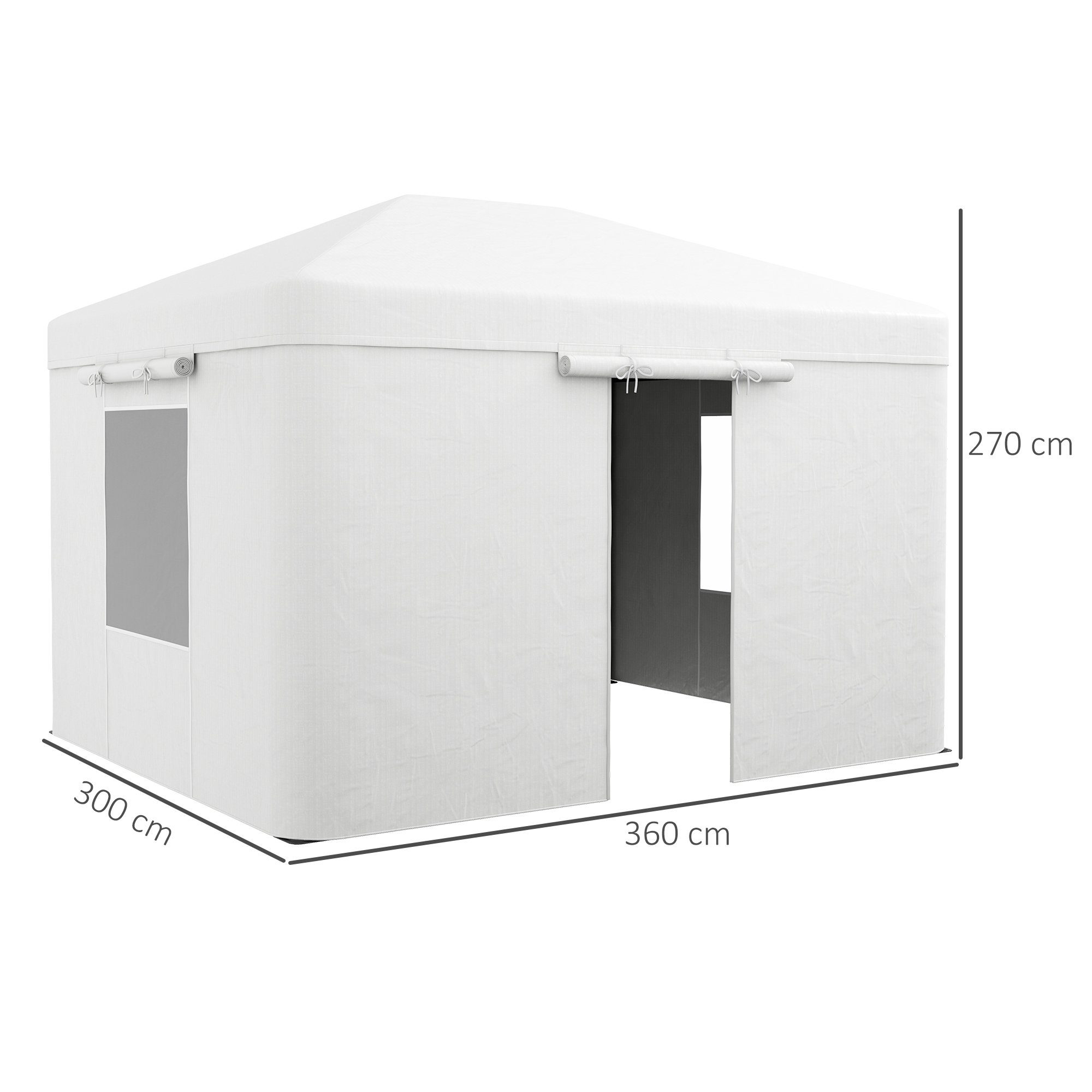 Outsunny Pavillon-Ersatzdach Ersatzdach-Set für Garten Pavillondach mit 2 Seitenwänden, 200 g/m², 360 x 300 cm (Abdeckung, Pavilliondach), für Garten, Balkon, Weiß