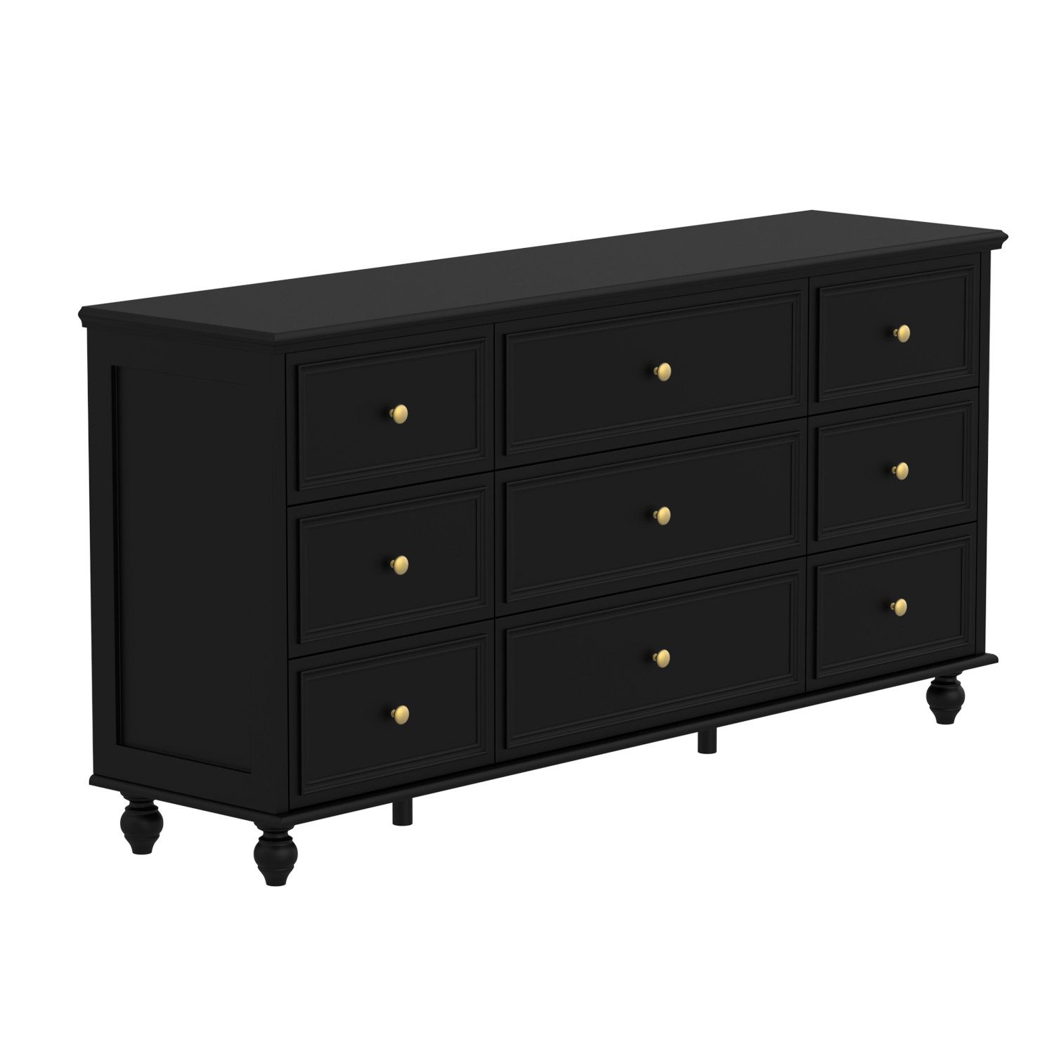 FUFU&GAGA Kommode mit 9 Schubladen und Gold Metall Griffe,Weiß