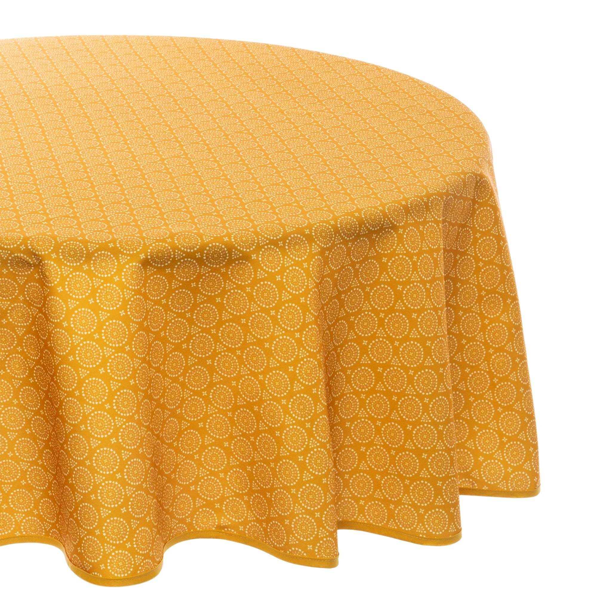 Atmosphera Créateur d'intérieur Tischdecke (1-tlg), gelbe dekorative  Tischdecke für einen runden Tisch mit ethnischem Druck