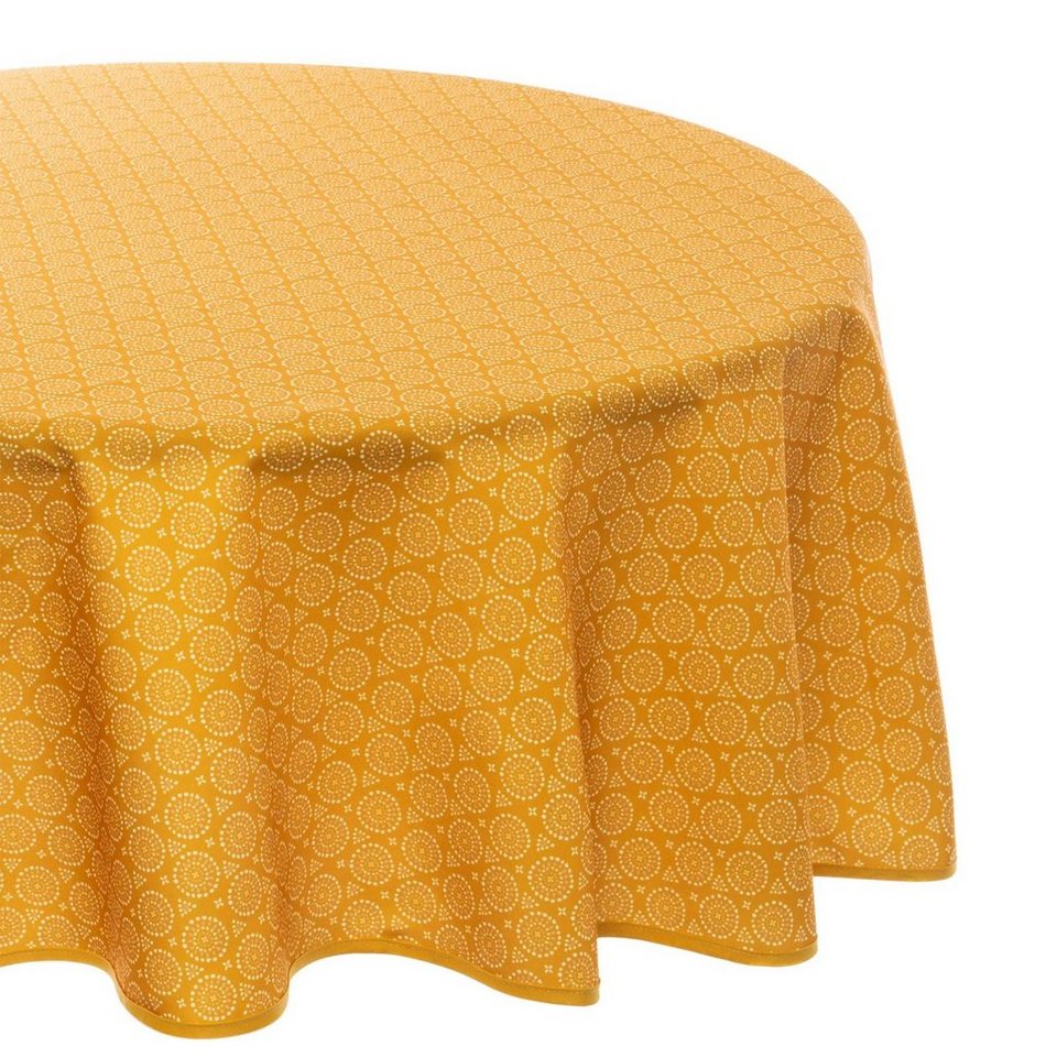 Atmosphera Créateur d\'intérieur Tischdecke (1-tlg), gelbe dekorative  Tischdecke für einen runden Tisch mit ethnischem Druck