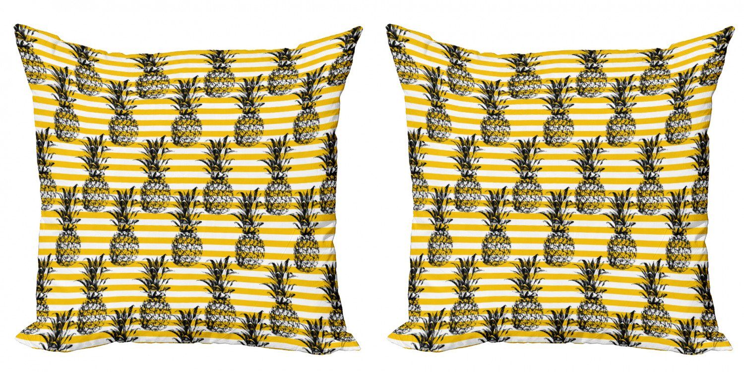 Kissenbezüge Modern Accent Doppelseitiger Digitaldruck, Abakuhaus (2 Stück), Früchte Modernes Ananas-Motiv