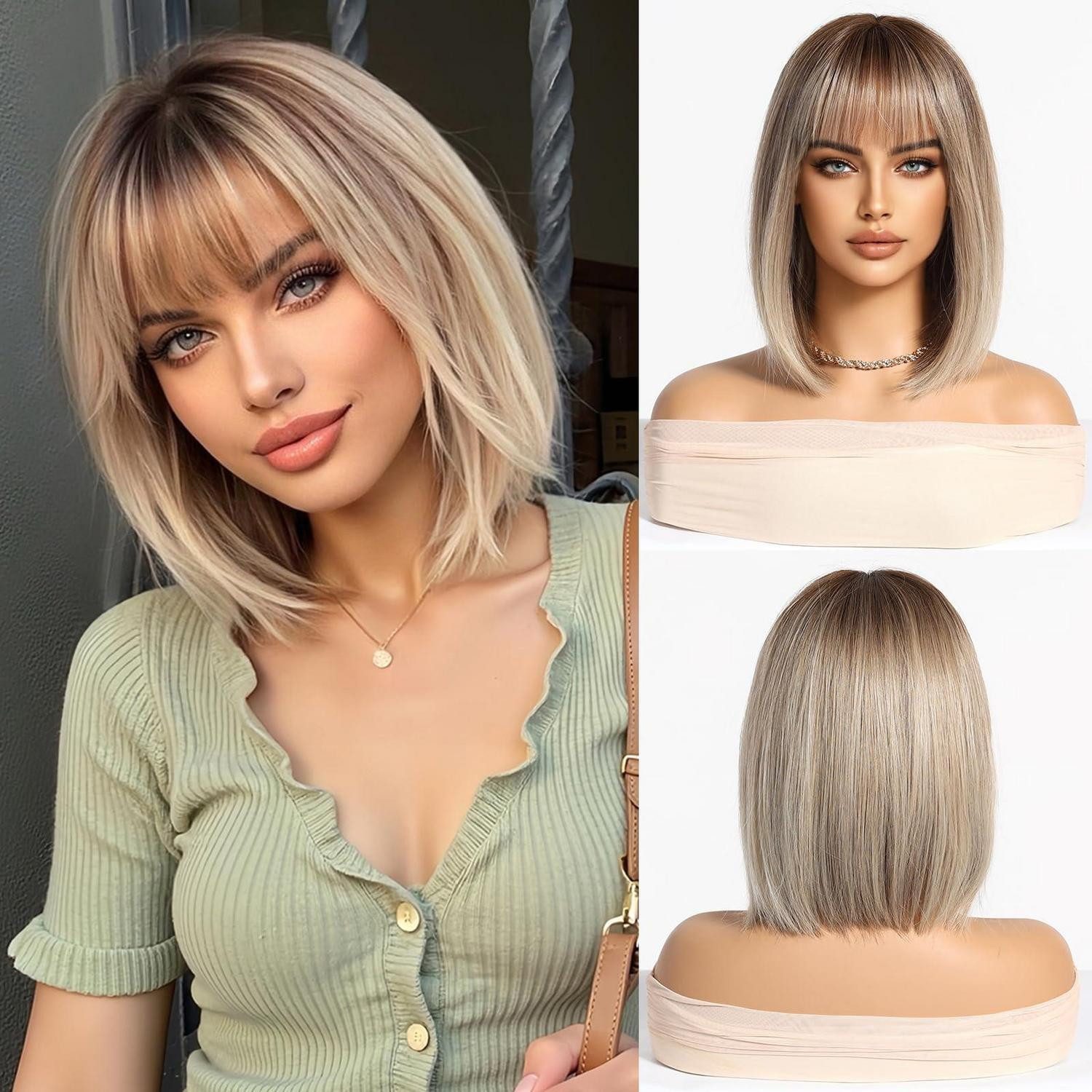 LuxusKollektion Kunsthaarperücke Perücke Bob Schulterlänge Fransen Synthetik Ombre Cosplay Blond