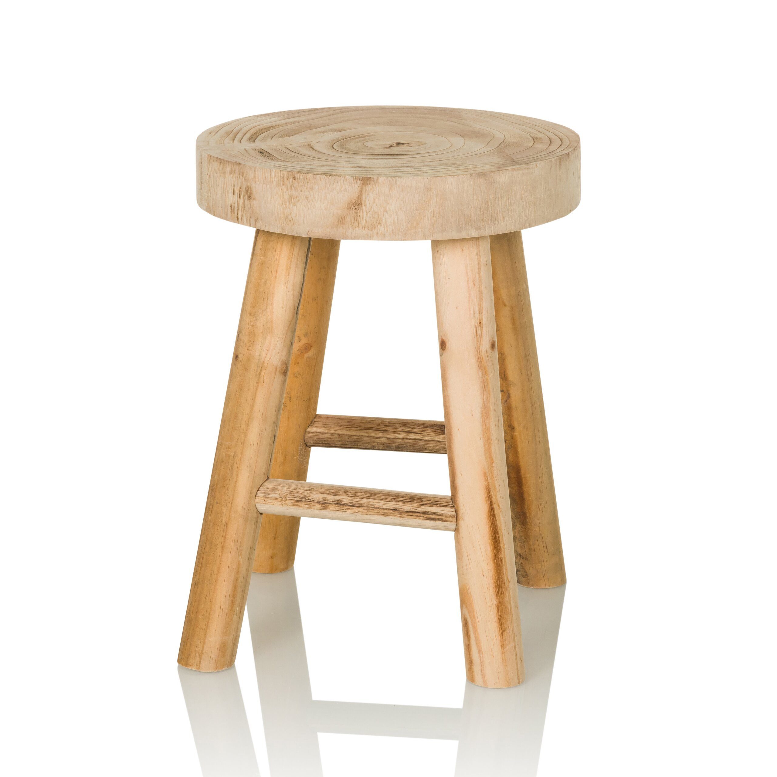hjh LIVING Sitzhocker RUSTIKO W Hocker Holz Höhe 44.0 cm, Runder Holzhocker Massiv Holz, Vierfußgestell
