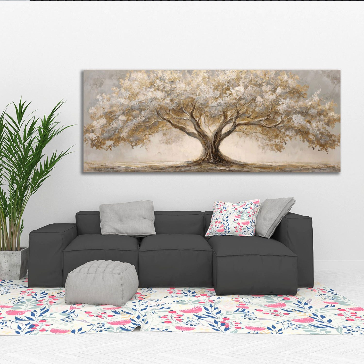 Artedinoi Leinwandbild Baum Landschaft goldene Blätter Natur Leinwandbild Wandbild Kunstdruck, Baum mit goldenen Blättern