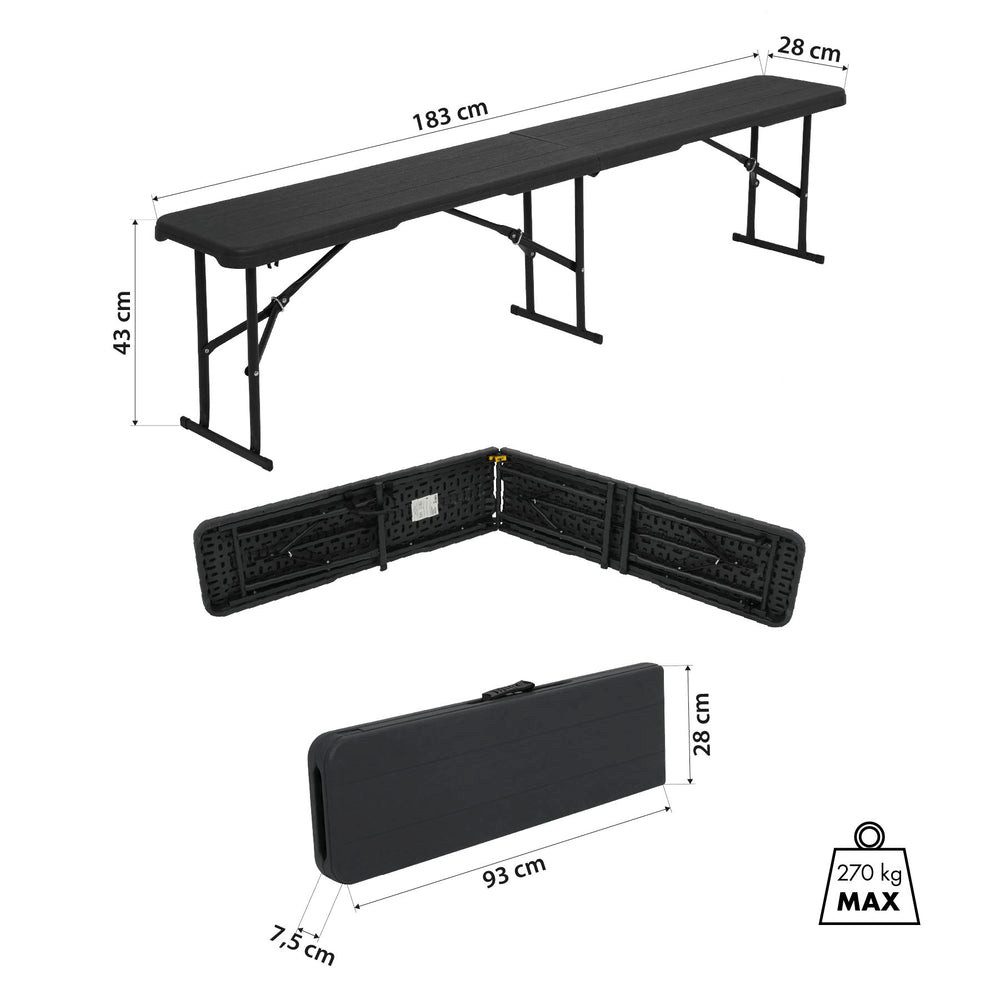 NILS CAMP Gartenbank Klappbank Bierzeltbank Campingbank (Spar-Set, 1-St., 183 x 28 x 43 cm faltbar), faltbar, wetterbeständig, 270 kg belastbar, leicht