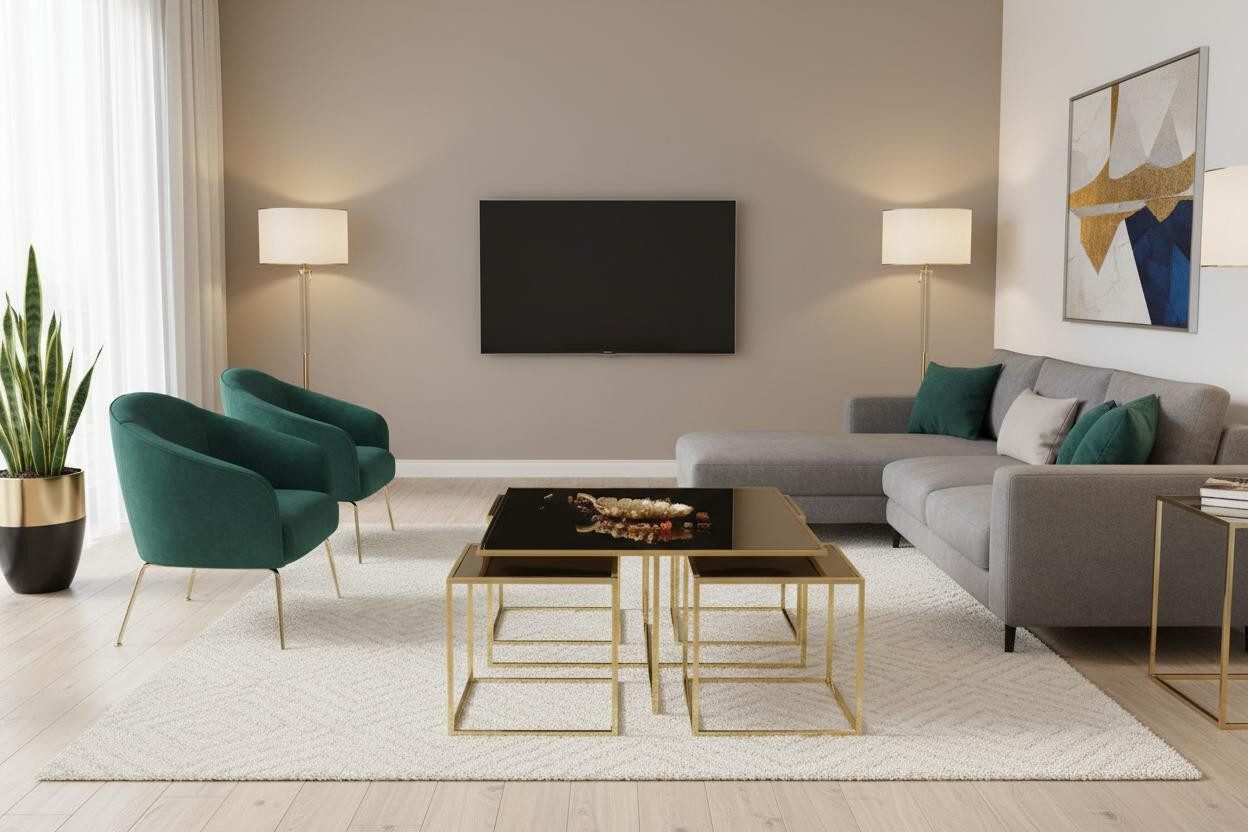 Xlmoebel Couchtisch Eleganter goldfarbener Couchtisch im modernen Minimalismus-Stil (1-St), Made in Europa