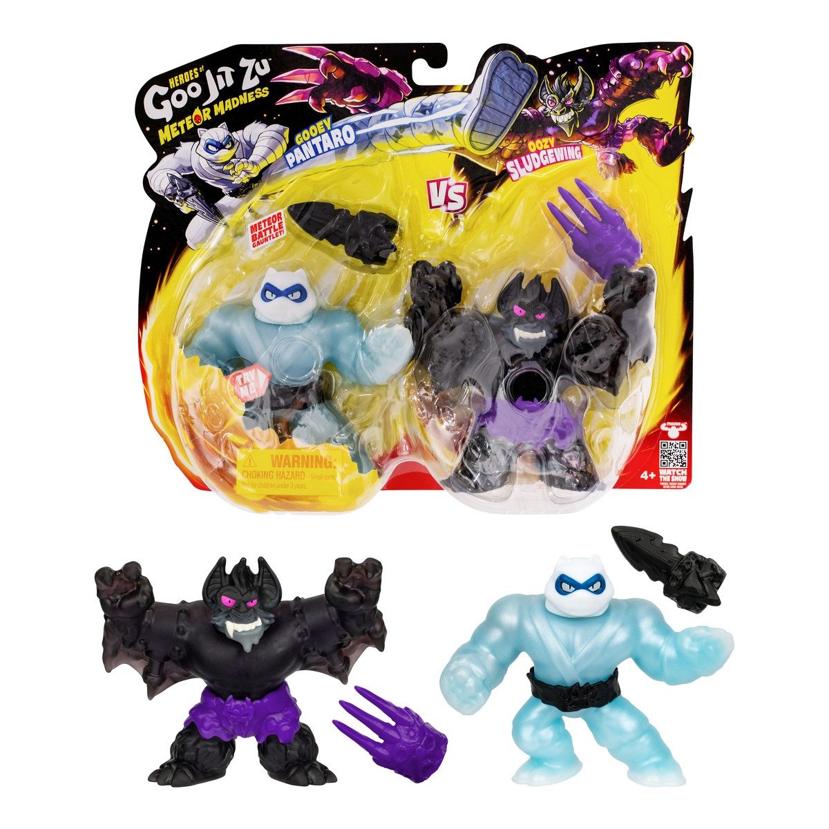 Moose Toys Spielfigur HEROES of Goo Jit Zu Spielfiguren Meteor Madness Pantaro vs. Sludgewin