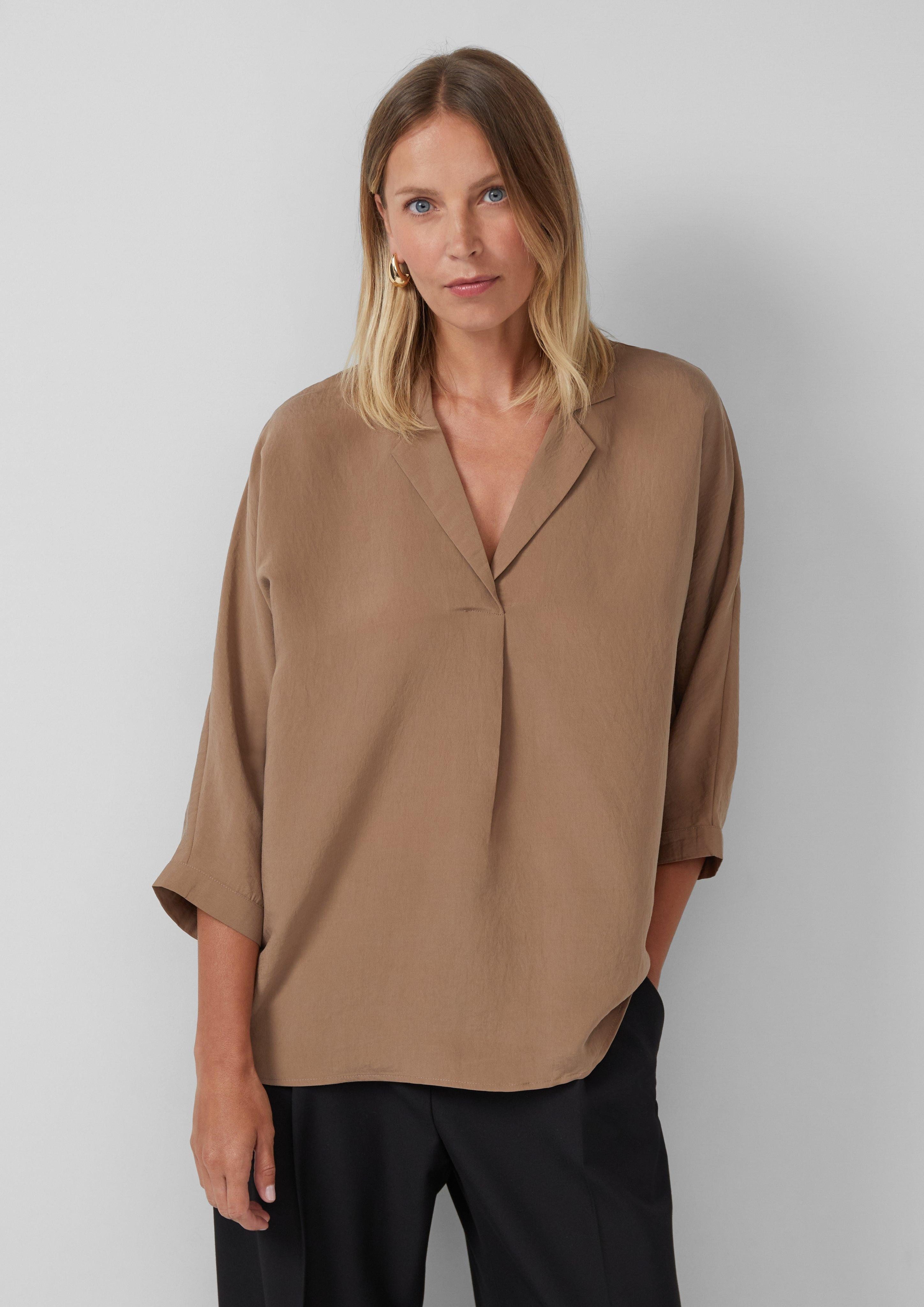 s.Oliver BLACK LABEL Langarmbluse Relaxed-Fit-Hemdbluse mit günstig online kaufen