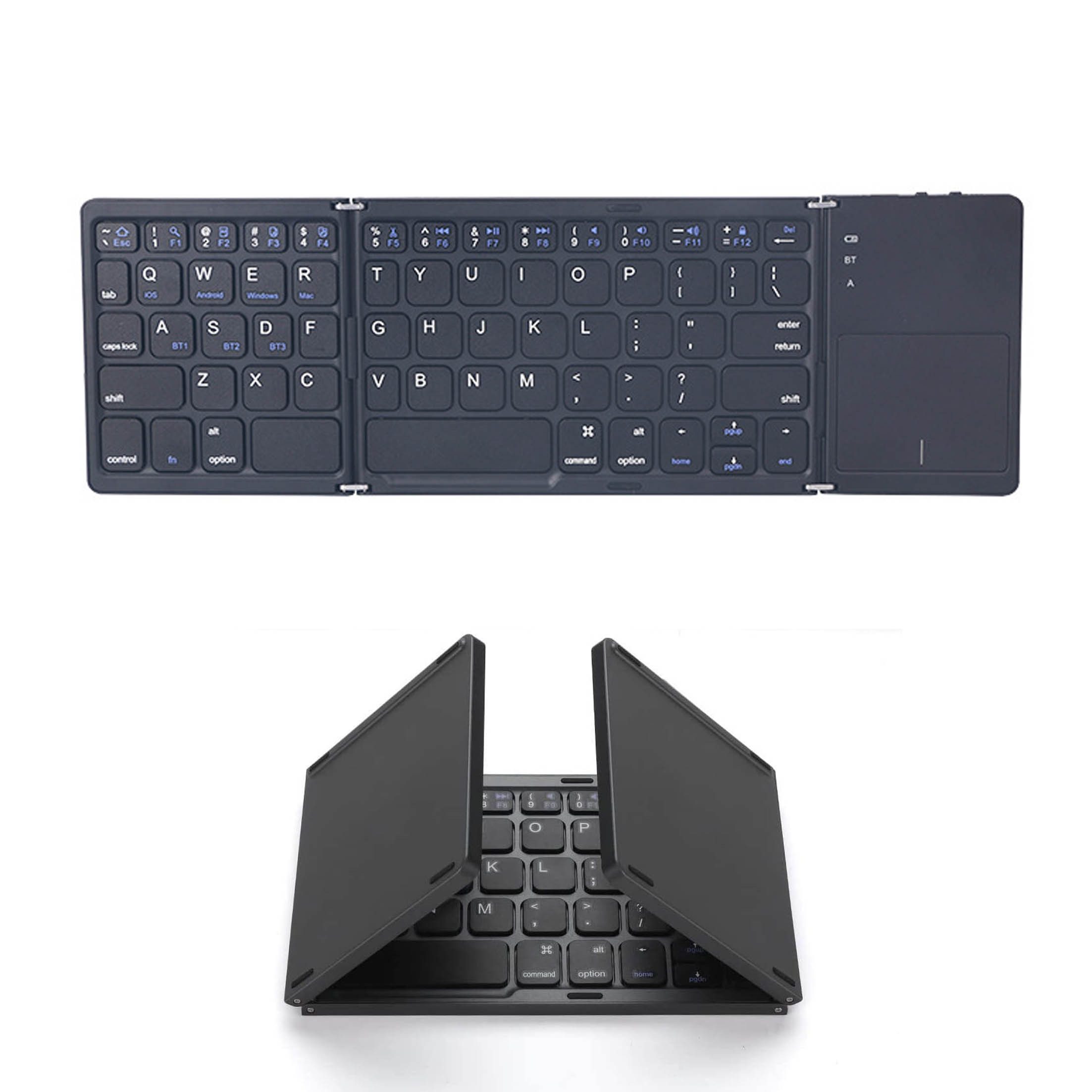 KINSI Faltbare Bluetooth Tastatur, kabellos mit Touchpad, Multi Gerät Wireless-Tastatur (Bluetooth 5.0 Verbindung für drei Geräte gleichzeitig)