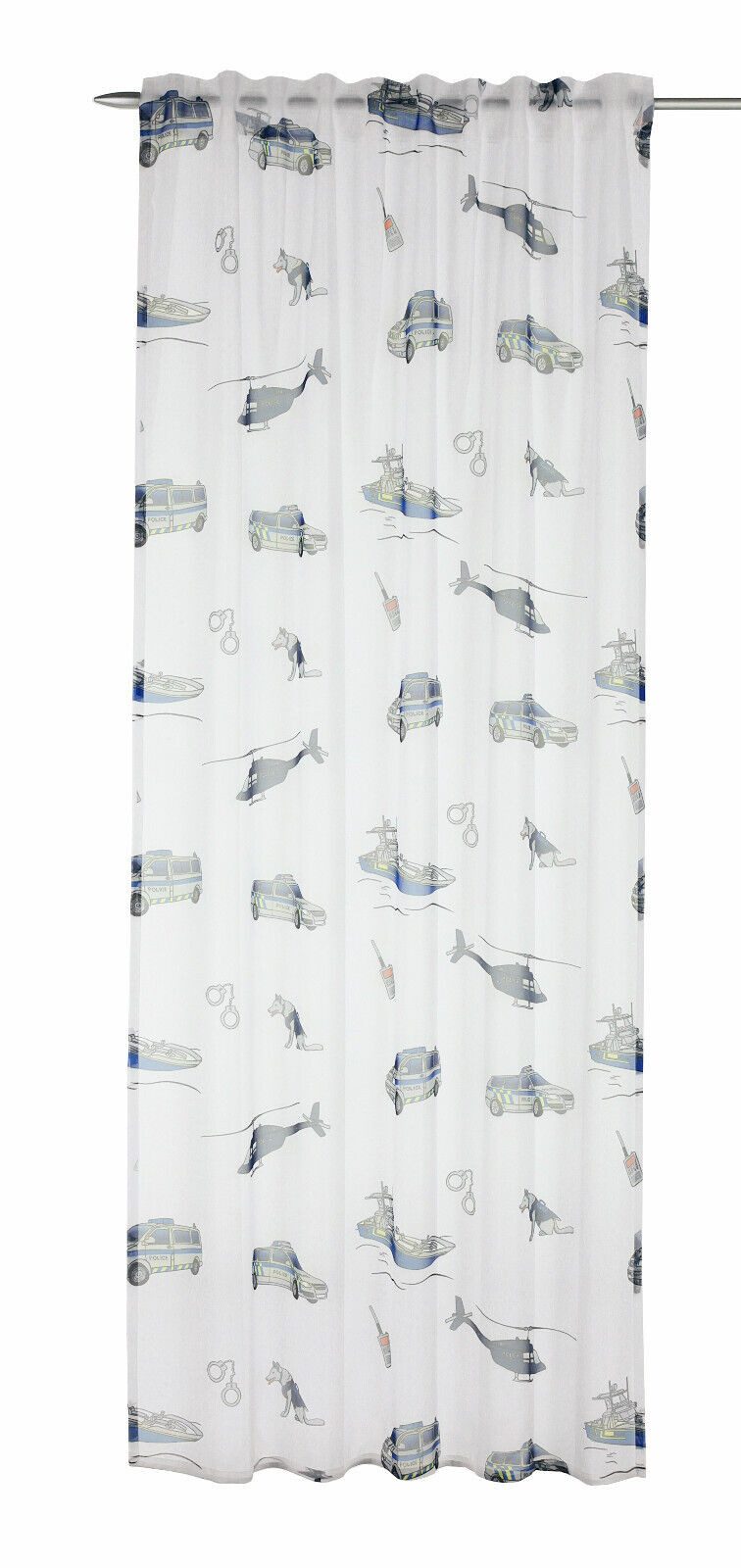 Clever-Kauf-24 Gardine Schlaufenschal Police, blau, BxH 135x255cm, Multifunktionsband, transparent