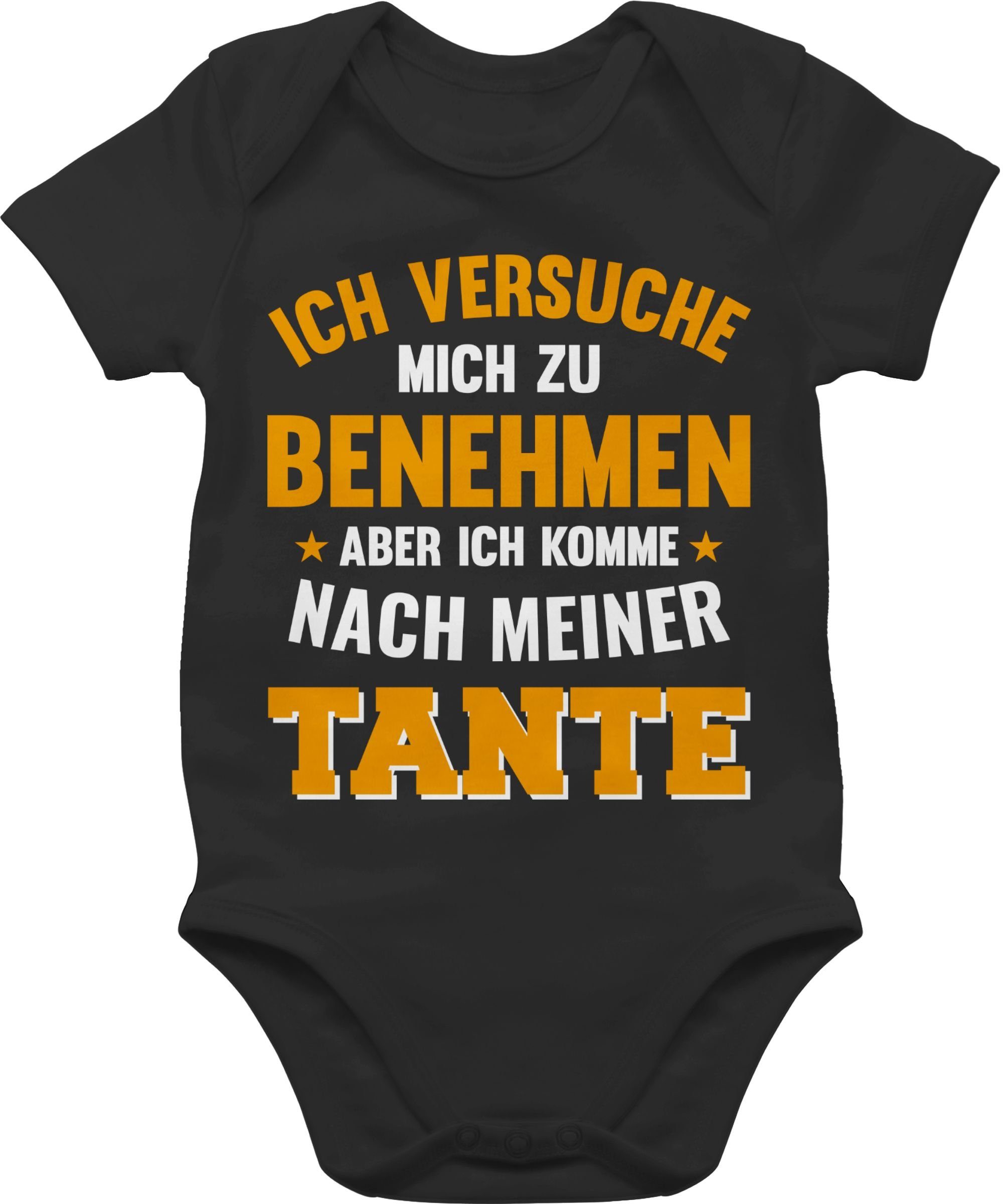 Shirtracer Shirtbody Ich versuche mich zu benehmen aber ich komme nach meiner Tante orange Sprüche Baby