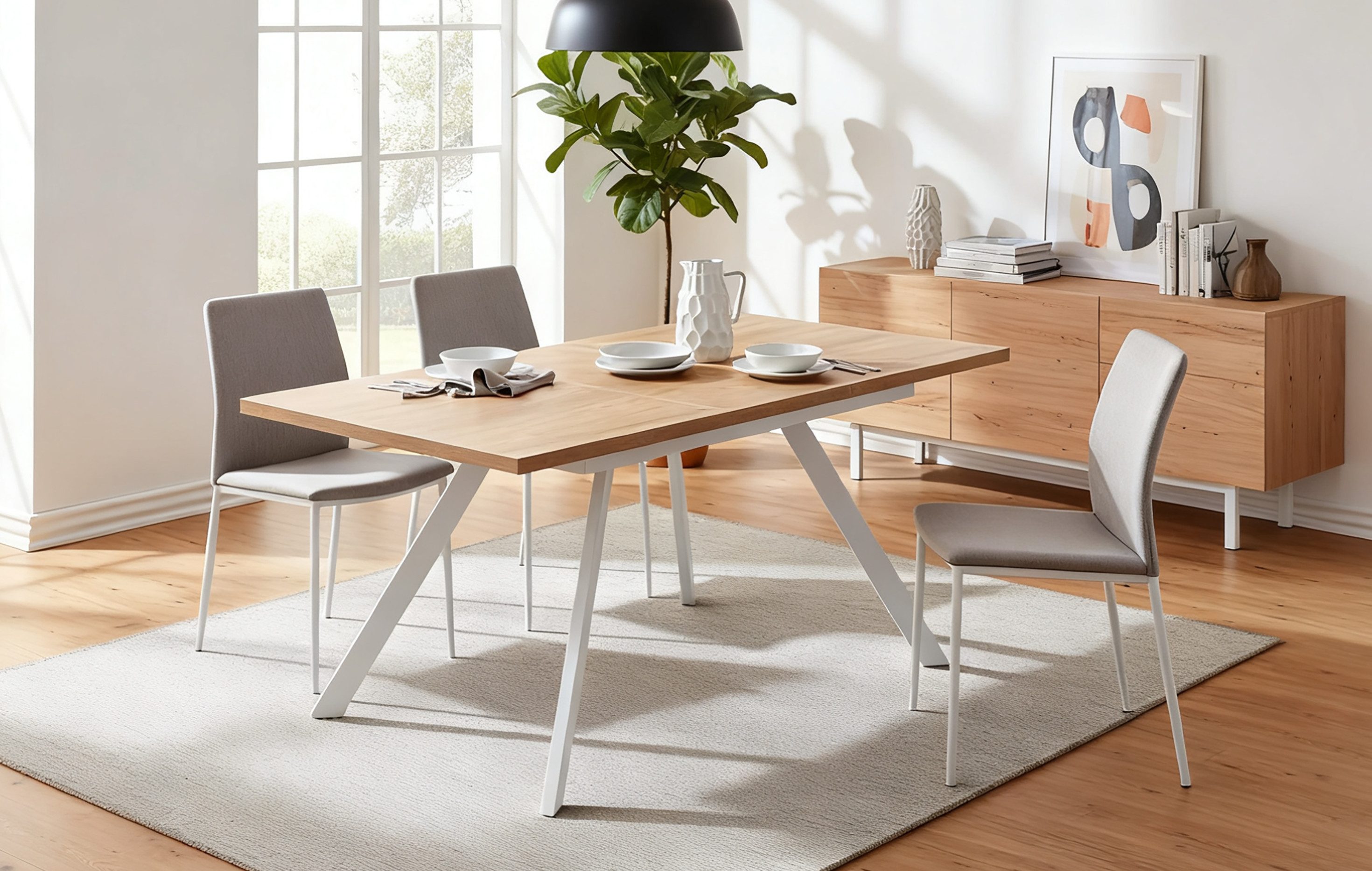 B&D home Esstisch LARS, Metallgestell schwarz oder weiß, ausziehbar 120-160cm, 4-6 Personen